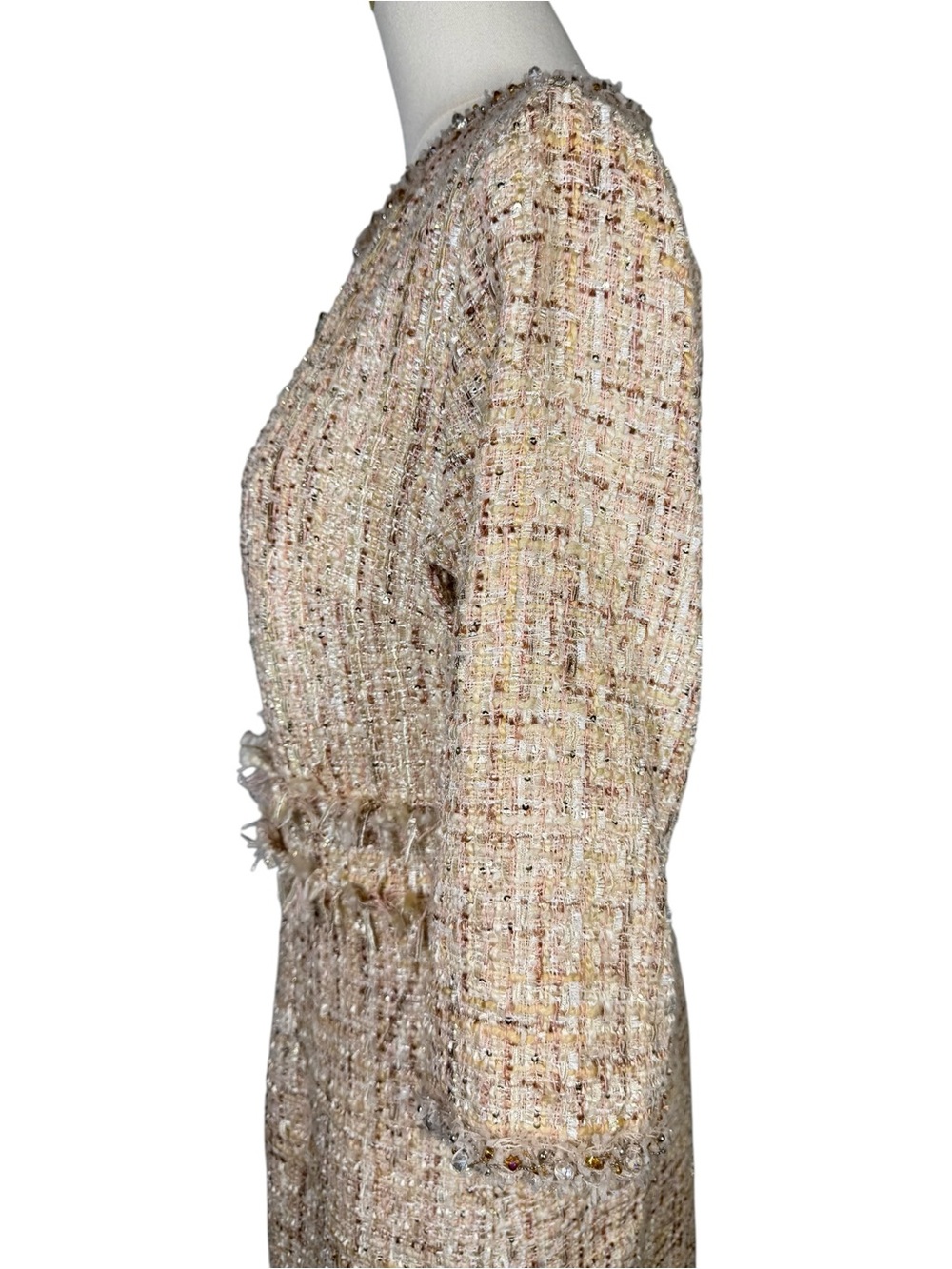 Mac Duggal Beaded Trim Tweed Boucle Midi Dress New With Tags Size 10 - Picture 8 of 15